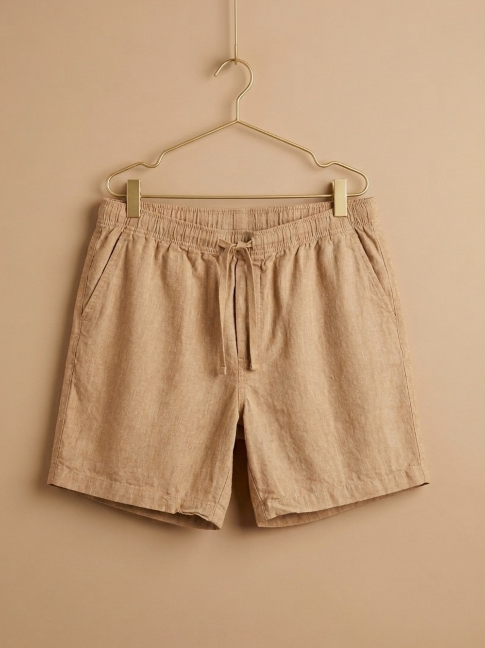 Old Navy Men's Drawstring Linen-Blend Shorts — Tan